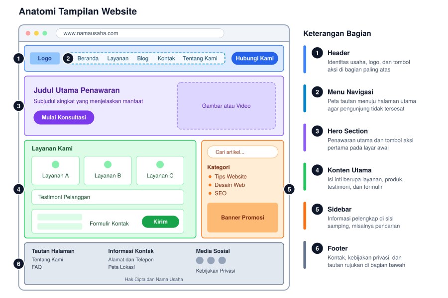 visualisasi anatomi bagian website